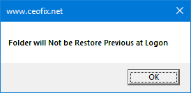 Restore Previous Folder Windows at Logon in Windows