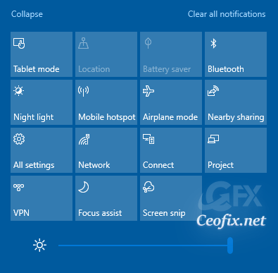 Change the screen brightness using Action Center Change the screen brightness using Action Center