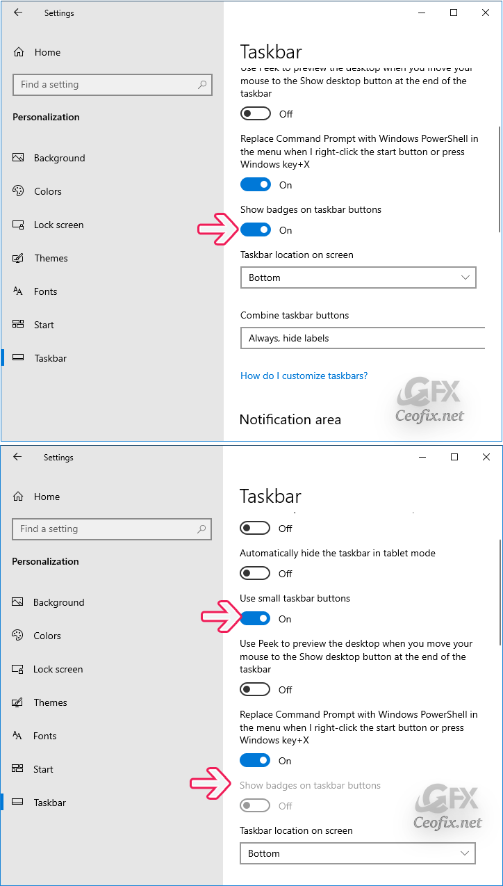 Show Or Hide Show Badges On Taskbar Buttons in Windows 10