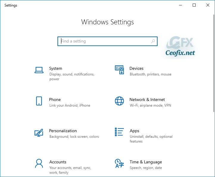 windows settings