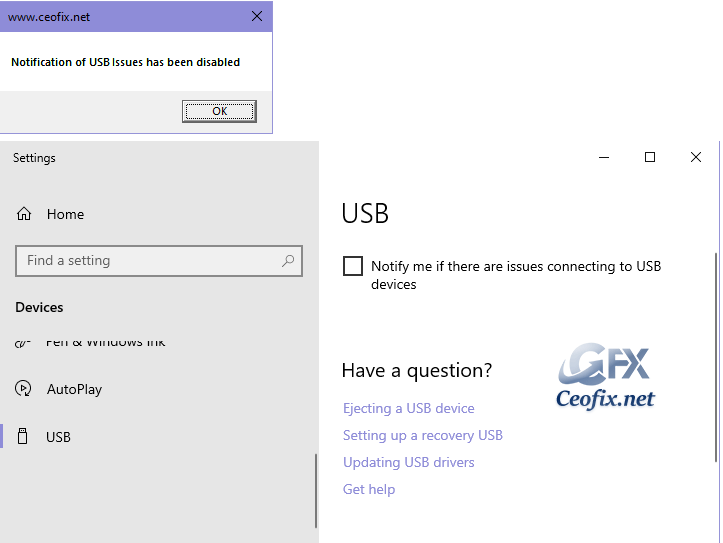 Turn On or Off Notification of USB Issues in Windows 10