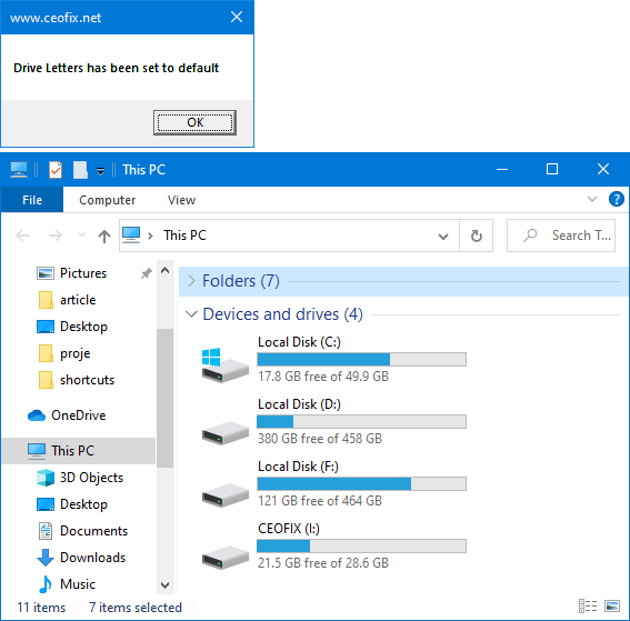 Show or hide Drive Letters Back in Windows 