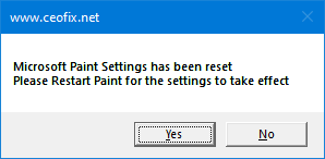 Reset the position and size of Microsoft Paint to default