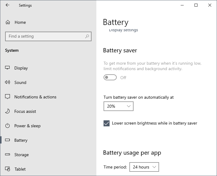 Turn off Auto Screen Dimming When on Battery Saver