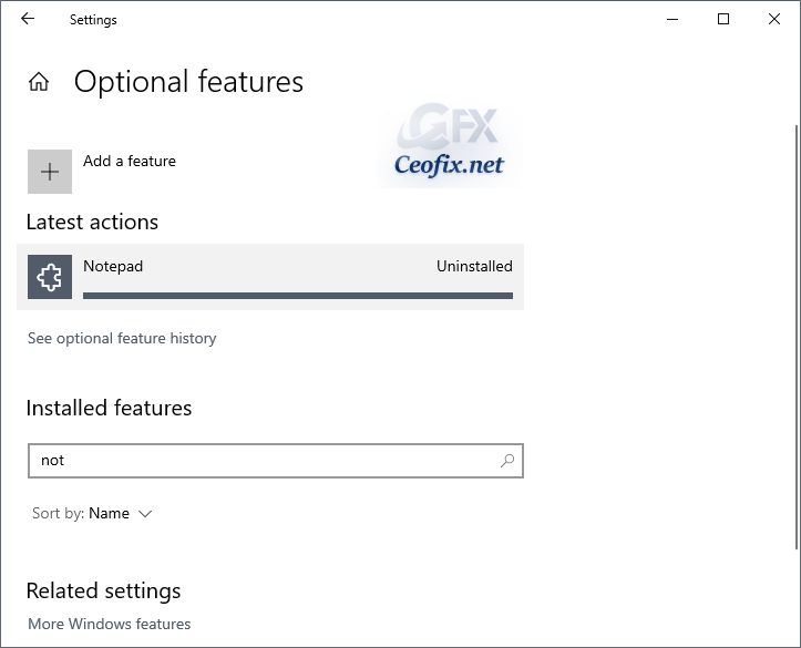 windows 10 Optional features