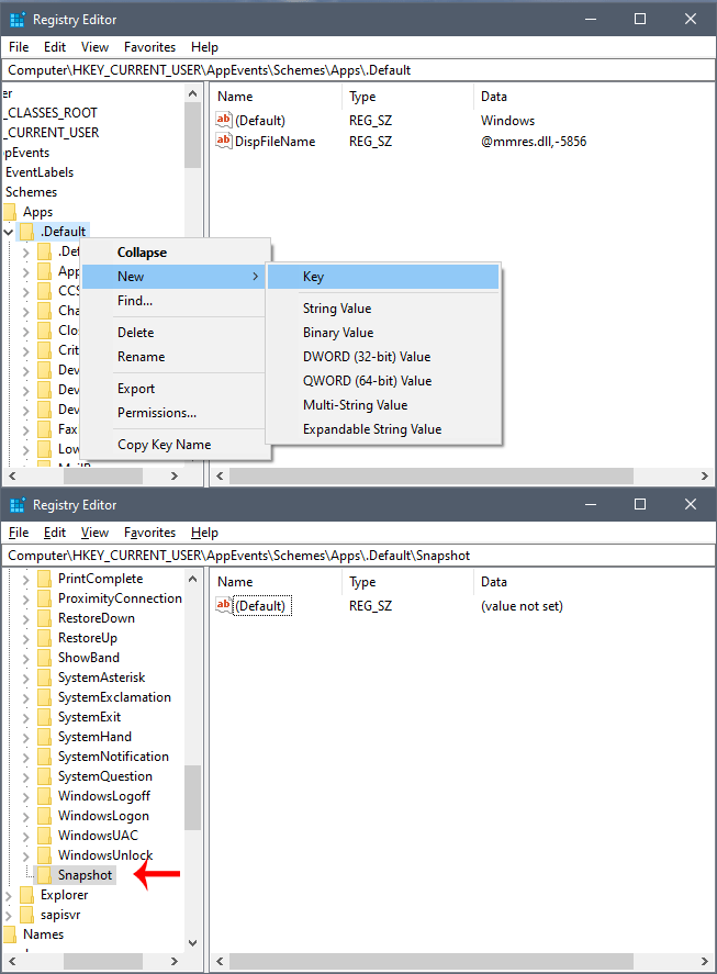 Enable Sound Alert For PrintScrn Key on Windows 10
