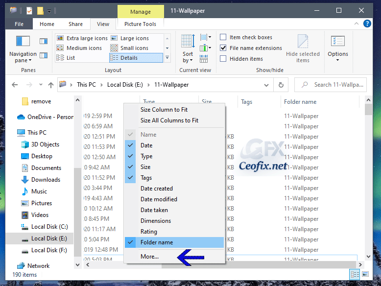 add columns to folders in Windows 10 Explorer