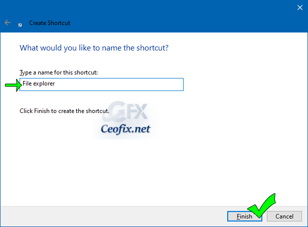 Create the File Explorer desktop shortcut