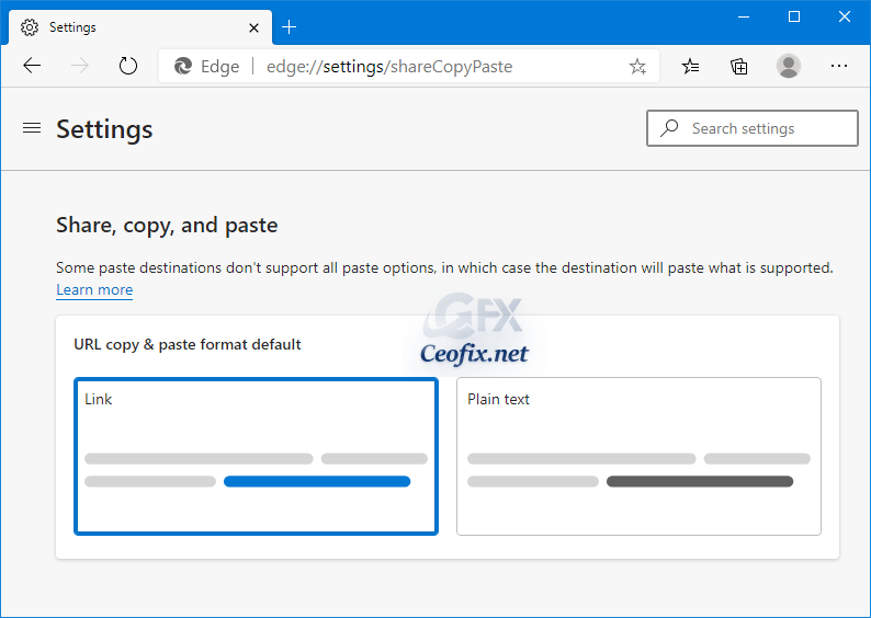 Configure Microsoft Edge's Share, copy, and paste behavior when copying URLs from the address bar
