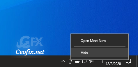 hide the Meet Now icon on the Taskbar