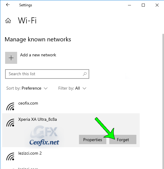 Forget saved Wi-Fi network on Windows 10
