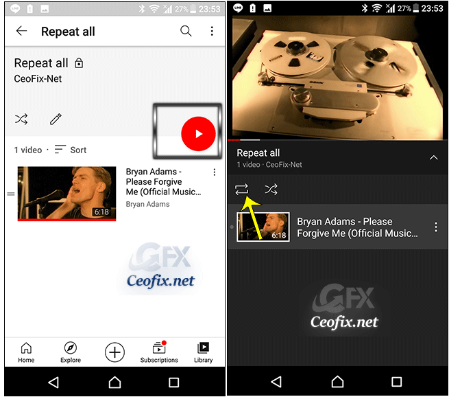 Make YouTube Videos Loop Continuously on the mobile app