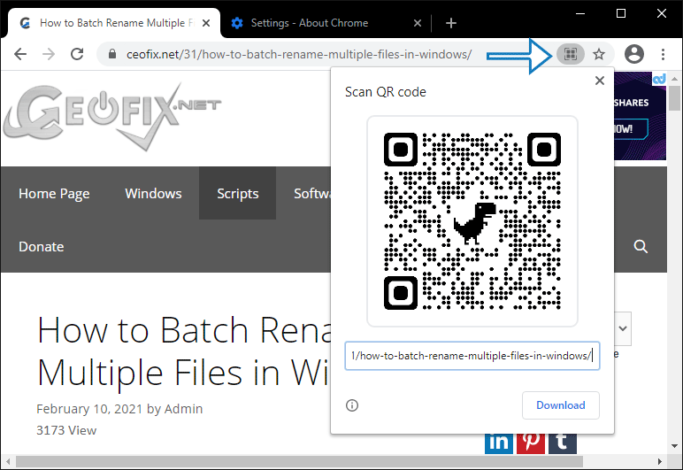the URL QR code in real-time