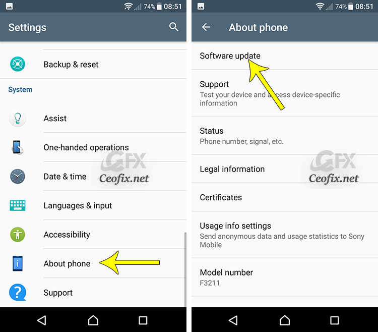 android System Updates or Software Update
