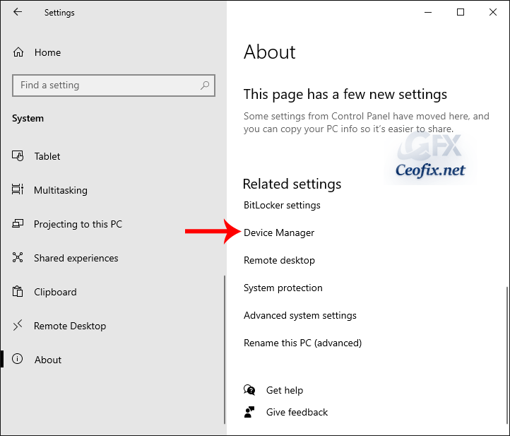 Open Device Manager in Windows Settings