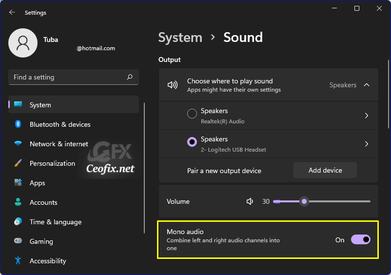 How to enable mono audio on Windows 11