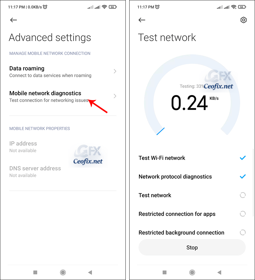 Test Network Connection in Phone