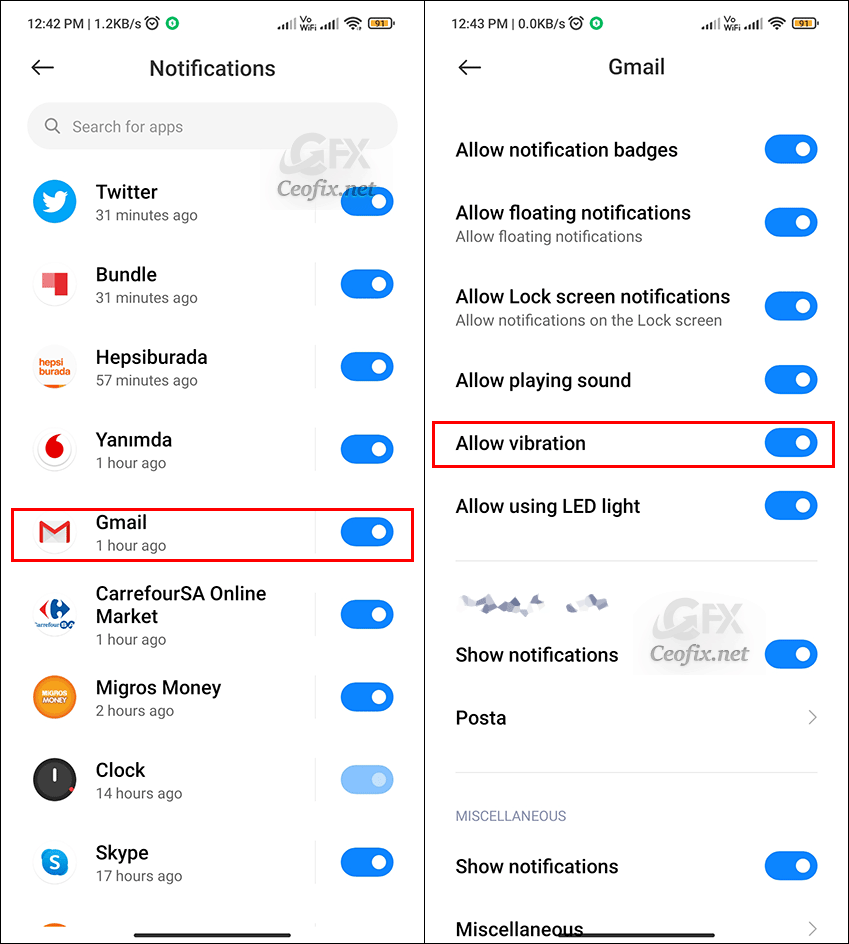 turn off vibrations on an app-by-app basis?