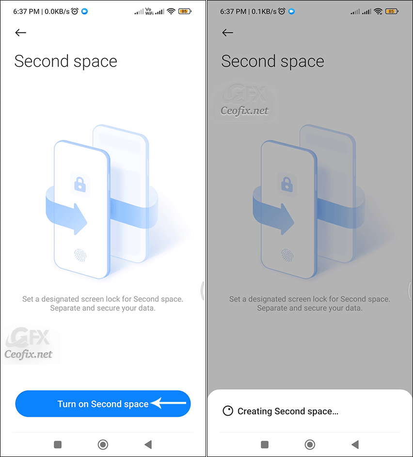 Turn on Second Space