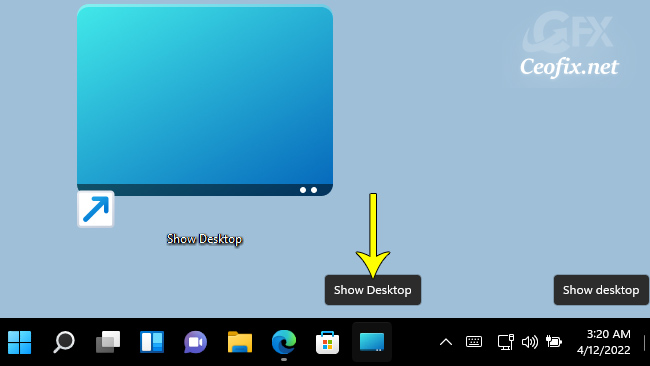 Add or Hide -Show Desktop Shortcut in Taskbar