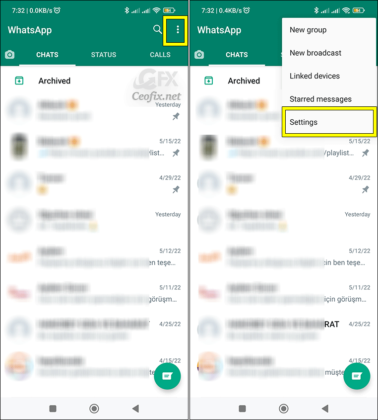 How can I reset the WhatsApp QR code on an Android phone?