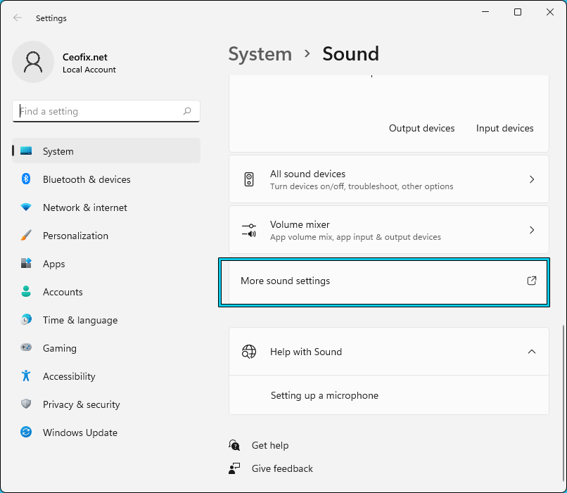 More sound settings