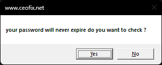 your password will never expire 