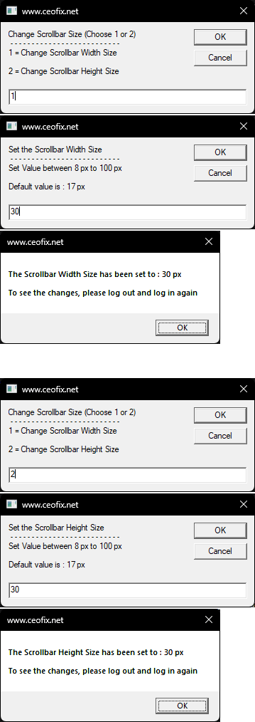change the scrollbar width and height